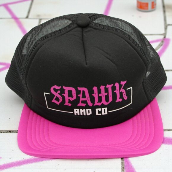 Spawk And Co Accessories - Spawk And Co Womens Black Mesh Trucker Hat With Sassy Pink Brim Adjustable Snapb